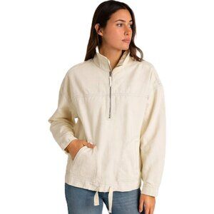 LNDN Landon half zip, Organic Cotton, pullover denim Jacket oversized New Med.